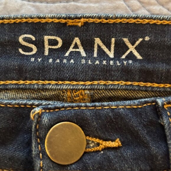 Spanx By Sara Blakely Wmn’s Dark Rinse Blue Denim The Slim-X Skinny Jeans Sz 28 - Picture 3 of 8